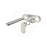 N#1(Nickel) Fienza Sansa Brushed Nickel Wall Basin Mixer Dress Kit Only Rectangular Plate