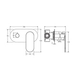 Fienza Empire Slim Wall Diverter Mixer Large Oval Plate Horizontal Dress Kit Only Variant Colour Available
