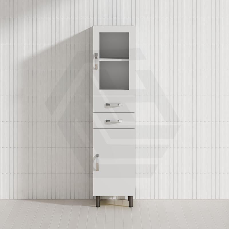 Fienza 420x420x1820mm Unicab Gloss White Freestanding Tall Boy Cabinet with Legs