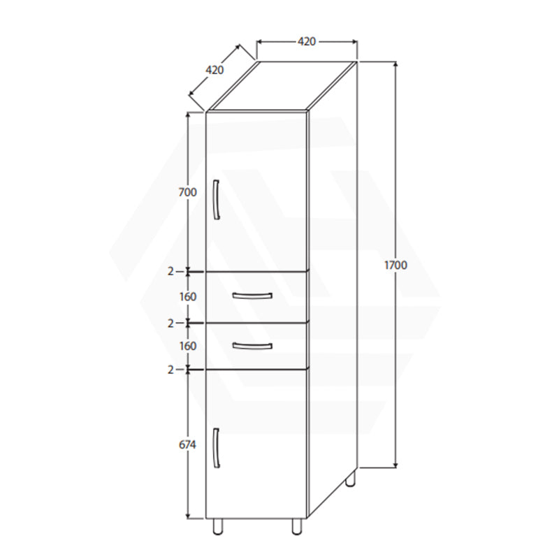 Fienza 420x420x1820mm Unicab Gloss White Freestanding Tall Boy Cabinet with Legs
