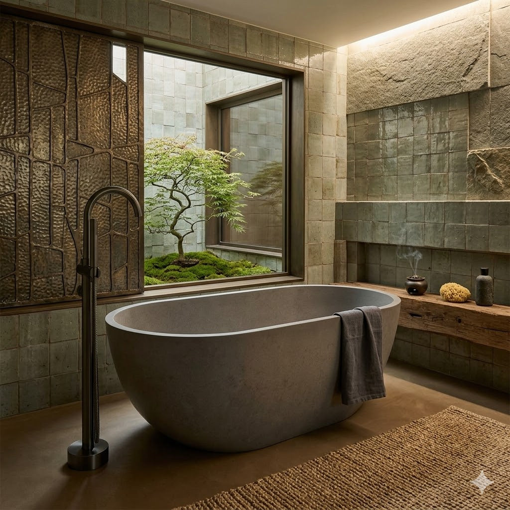 Fienza Jada Luxury Concrete Freestanding Bathtub Oval NO Overflow 1500mm - Variant Colour Available