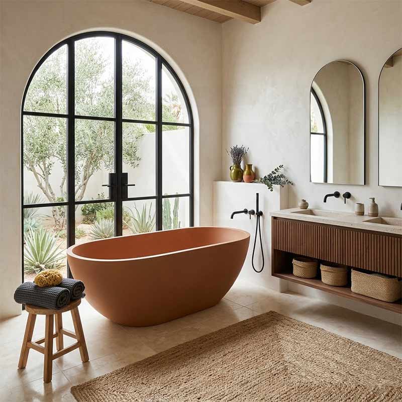 Fienza Jada Luxury Concrete Freestanding Bathtub Oval NO Overflow 1500mm - Variant Colour Available