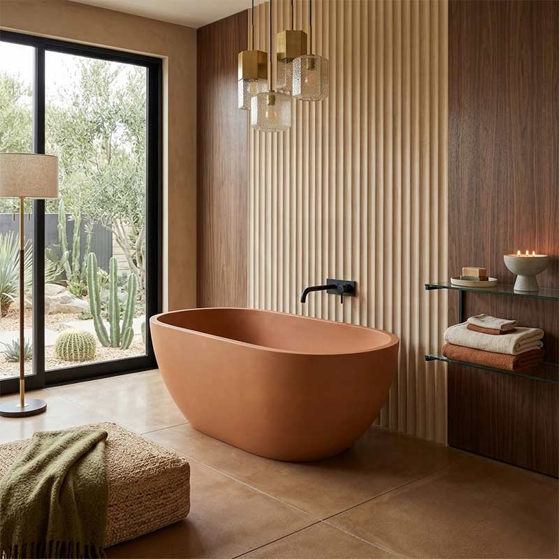 Fienza Jada Luxury Concrete Freestanding Bathtub Oval NO Overflow 1500mm - Variant Colour Available