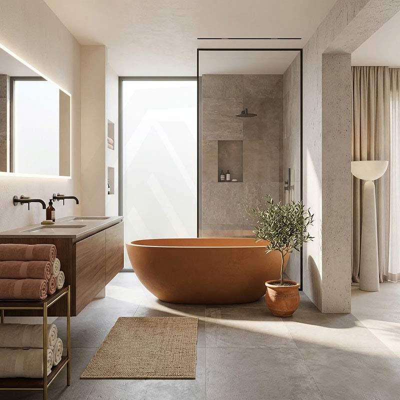 Fienza Jada Luxury Concrete Freestanding Bathtub Oval NO Overflow 1500mm - Variant Colour Available