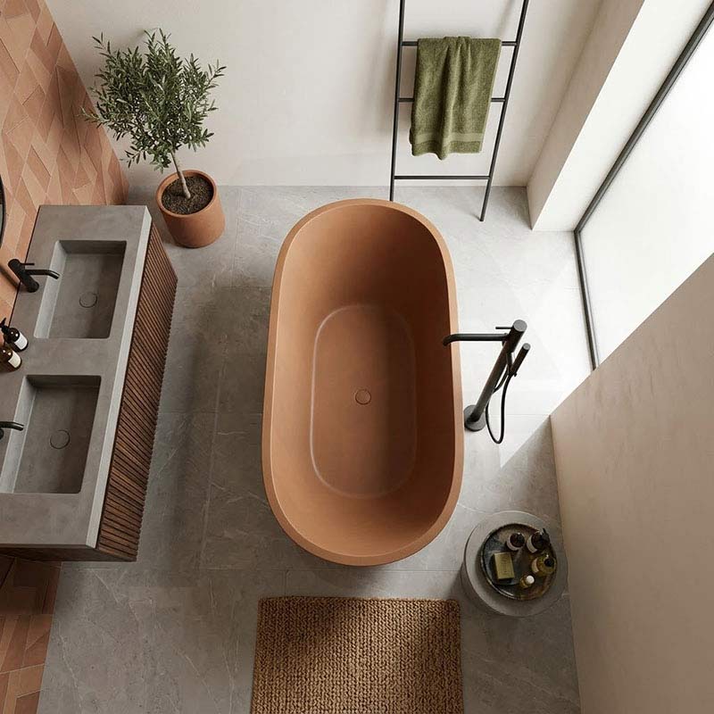 Fienza Jada Luxury Concrete Freestanding Bathtub Oval NO Overflow 1500mm - Variant Colour Available