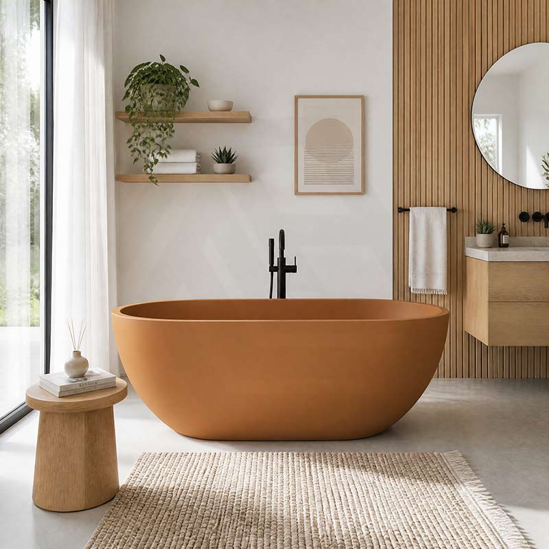 Fienza Jada Luxury Concrete Freestanding Bathtub Oval NO Overflow 1500mm - Variant Colour Available