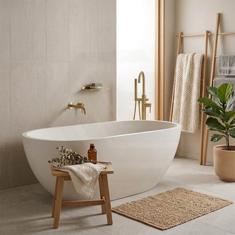 Fienza Jada Luxury Concrete Freestanding Bathtub Oval NO Overflow 1500mm - Variant Colour Available
