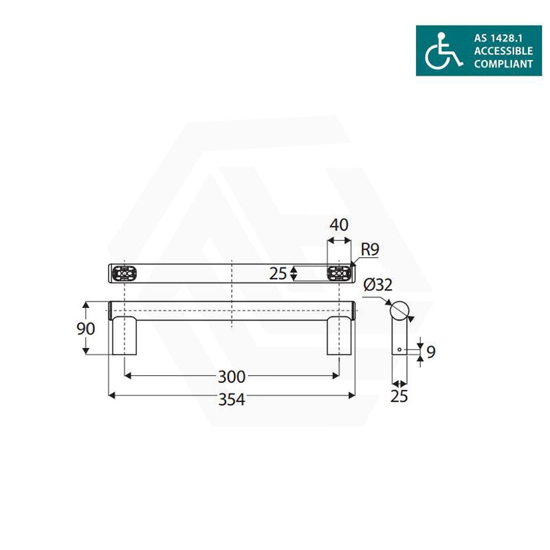 Fienza Care Slimline 300/450/600/900mm Stainless Steel Hand Grab Rail In Various Colors