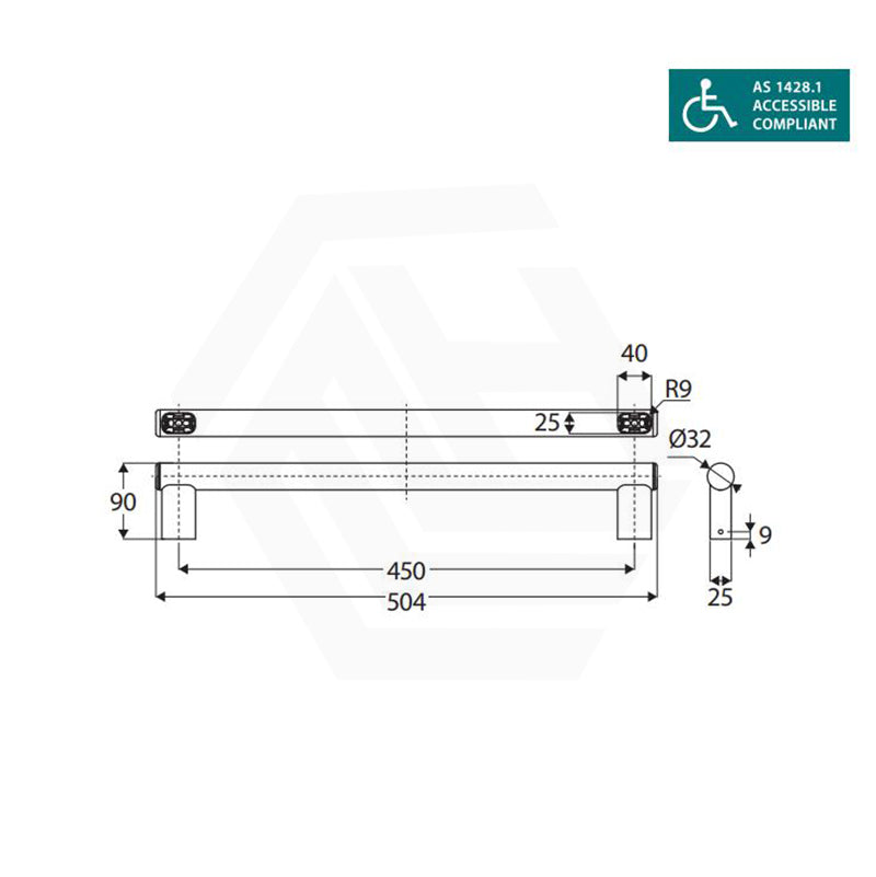 Fienza Care Slimline 300/450/600/900mm Stainless Steel Hand Grab Rail In Various Colors