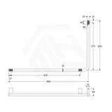 Fienza 960x600mm 90° Slimline Care Accessible Grab Rail Left/Right-Hand Variant Color Avaliable
