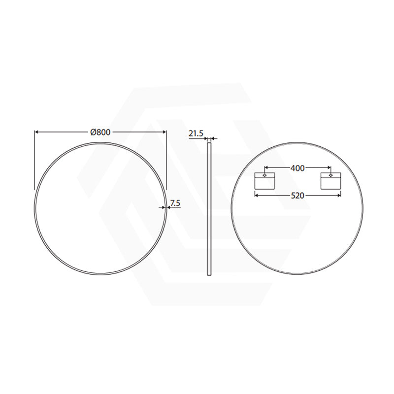 Fienza 600/800mm Framed Round Wall Mirror Variant Colour Available
