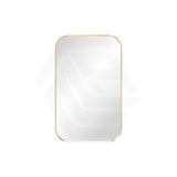 500x800mm Fienza Soft Square Framed Wall Mirror Vertical or Horizontal Brushed Gold