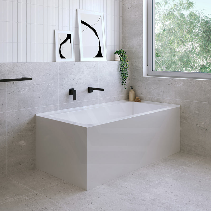 Fienza Sentor Acrylic Left/Right Corner Bathtub 1500/1650mm Overflow Available - Gloss White