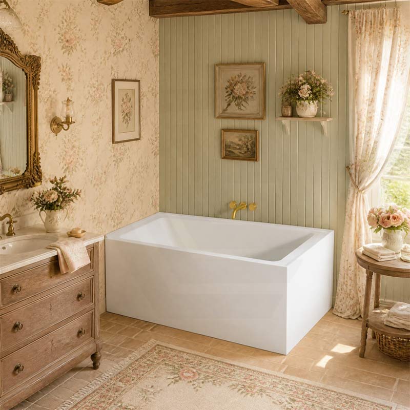Fienza Sentor Acrylic Left/Right Corner Bathtub 1500/1650mm Overflow Available - Gloss White