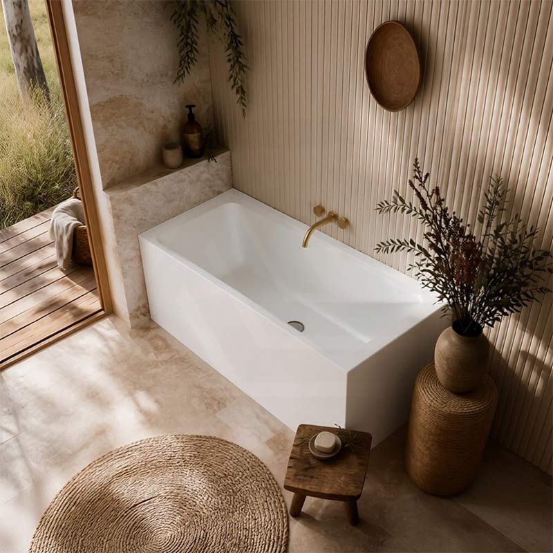 Fienza Sentor Acrylic Left/Right Corner Bathtub 1500/1650mm Overflow Available - Gloss White