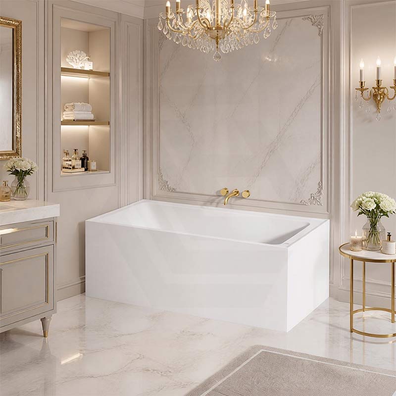 Fienza Sentor Acrylic Left/Right Corner Bathtub 1500/1650mm Overflow Available - Gloss White