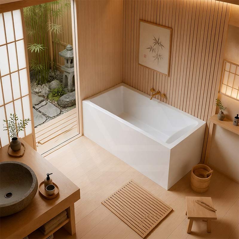Fienza Sentor Acrylic Left/Right Corner Bathtub 1500/1650mm Overflow Available - Gloss White