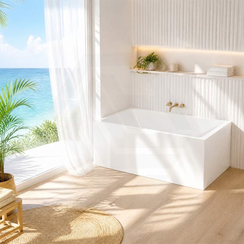 Fienza Sentor Acrylic Left/Right Corner Bathtub 1500/1650mm Overflow Available - Gloss White