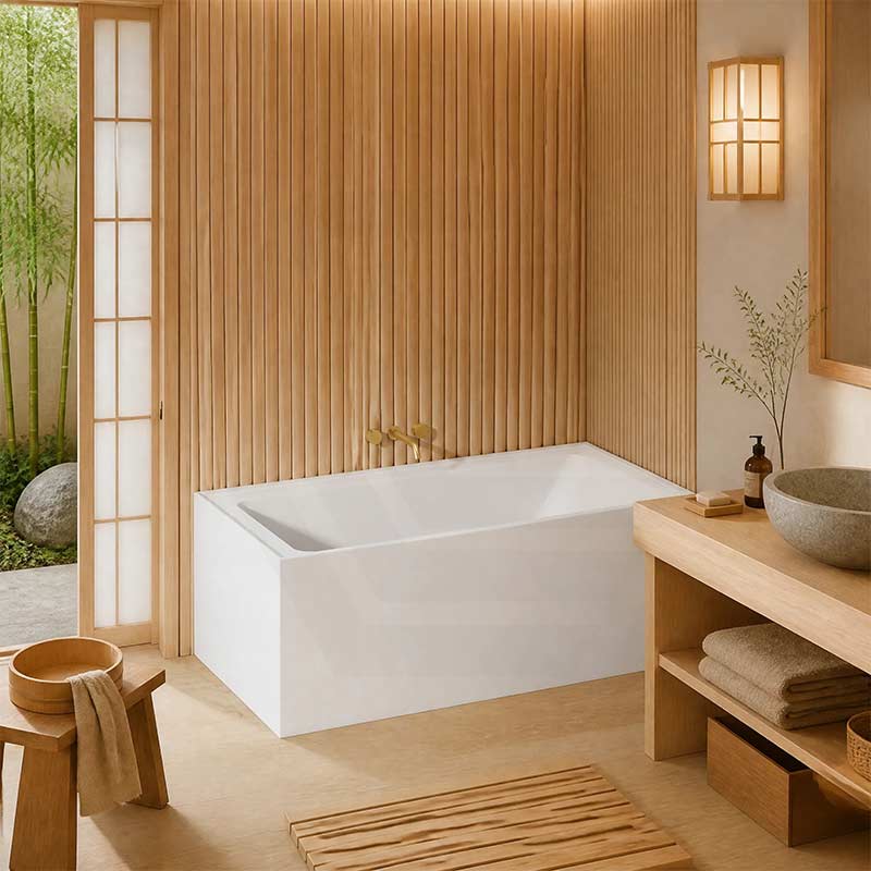 Fienza Sentor Acrylic Left/Right Corner Bathtub 1500/1650mm Overflow Available - Gloss White
