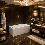 Fienza Sentor Acrylic Left/Right Corner Bathtub 1500/1650mm Overflow Available - Gloss White