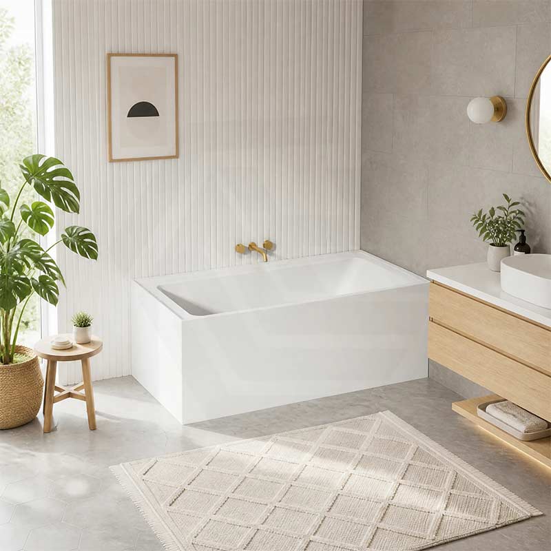 Fienza Sentor Acrylic Left/Right Corner Bathtub 1500/1650mm Overflow Available - Gloss White