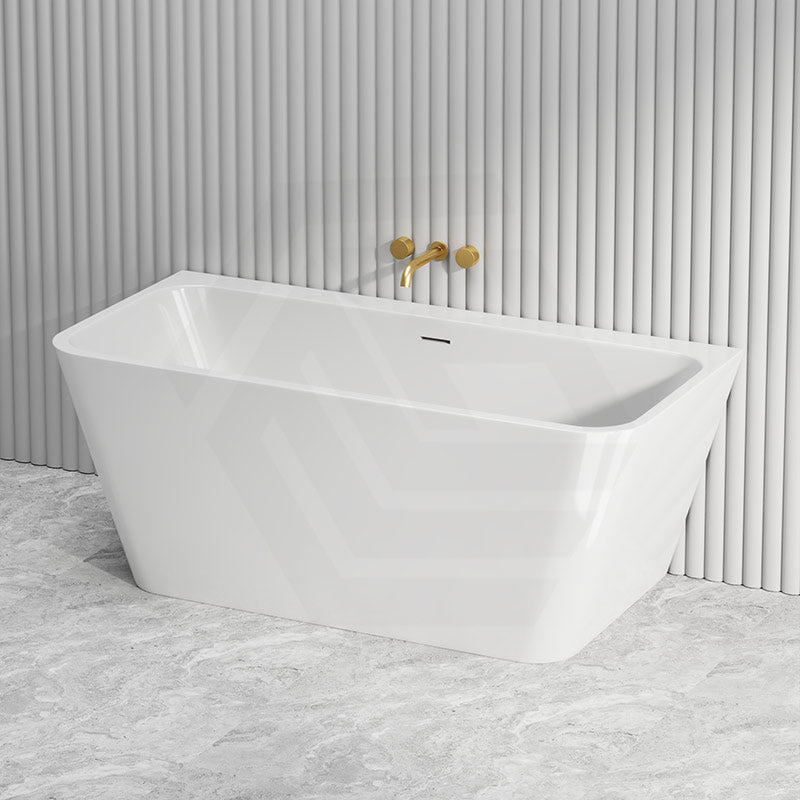 Fienza Delta Acrylic Back To Wall Bathtub with Overflow 1500x720x590mm - Gloss White