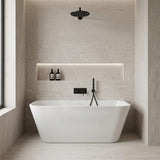 Fienza Delta Acrylic Back To Wall Bathtub with Overflow 1500x720x590mm - Gloss White