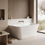Fienza Delta Acrylic Back To Wall Bathtub with Overflow 1500x720x590mm - Gloss White