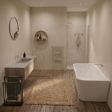Fienza Delta Acrylic Back To Wall Bathtub with Overflow 1500x720x590mm - Gloss White