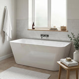 Fienza Delta Acrylic Back To Wall Bathtub with Overflow 1500x720x590mm - Gloss White
