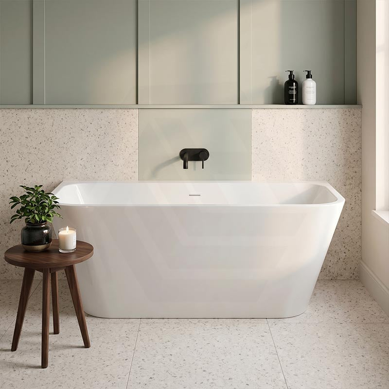 Fienza Delta Acrylic Back To Wall Bathtub with Overflow 1500x720x590mm - Gloss White