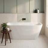 Fienza Delta Acrylic Back To Wall Bathtub with Overflow 1500x720x590mm - Gloss White