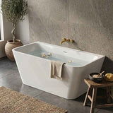 Fienza Delta Acrylic Back To Wall Bathtub with Overflow 1500x720x590mm - Gloss White