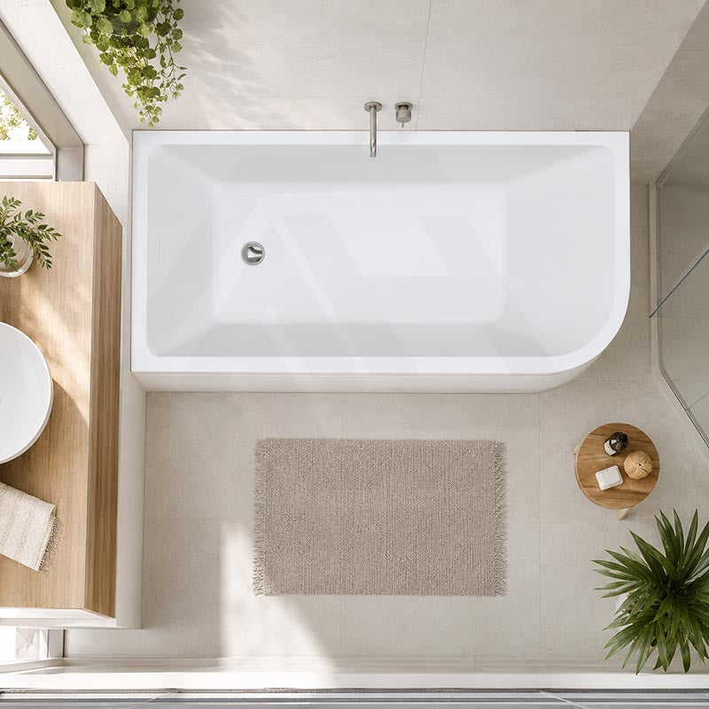 Fienza Hustle Acrylic Multi-Fit Left/Right Corner Bathtub with Overflow 1500/1700mm - Gloss White