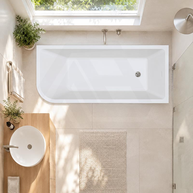 Fienza Hustle Acrylic Multi-Fit Left/Right Corner Bathtub with Overflow 1500/1700mm - Gloss White