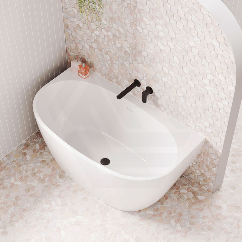 Fienza Keeto Acrylic Back To Wall Bathtub Overflow Available 1300/1500/1700mm - Gloss White