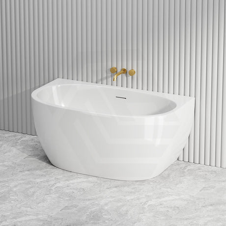 Fienza Keeto Acrylic Back To Wall Bathtub Overflow Available 1300/1500/1700mm - Gloss White