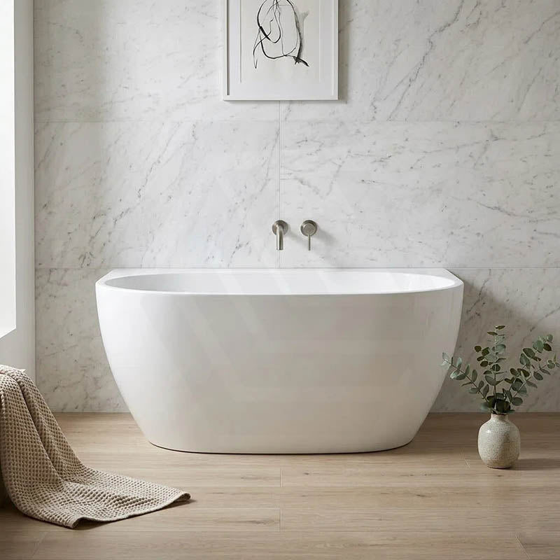 Fienza Keeto Acrylic Back To Wall Bathtub Overflow Available 1300/1500/1700mm - Gloss White