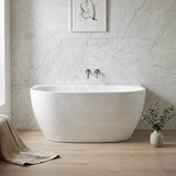 Fienza Keeto Acrylic Back To Wall Bathtub Overflow Available 1300/1500/1700mm - Gloss White