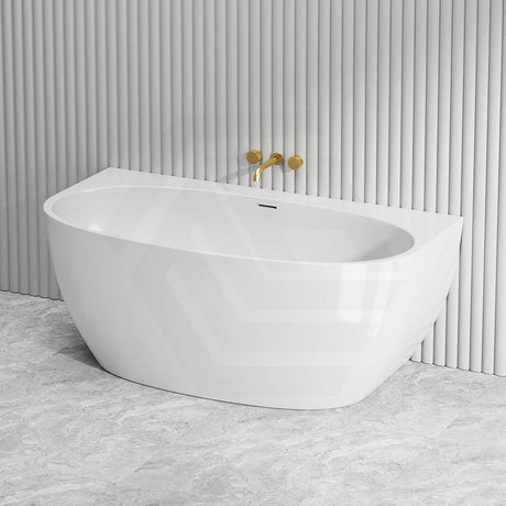Fienza Keeto Acrylic Back To Wall Bathtub Overflow Available 1300/1500/1700mm - Gloss White