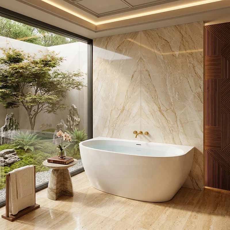 Fienza Keeto Acrylic Back To Wall Bathtub Overflow Available 1300/1500/1700mm - Gloss White