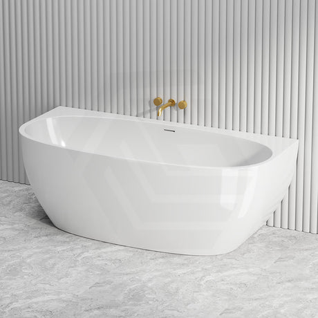 Fienza Keeto Acrylic Back To Wall Bathtub Overflow Available 1300/1500/1700mm - Gloss White