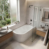 Fienza Isabella Acrylic Right Corner Bathtub NO Overflow 1500mm - Gloss White/ Matt White