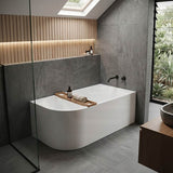 Fienza Isabella Acrylic Right Corner Bathtub NO Overflow 1500mm - Gloss White/ Matt White