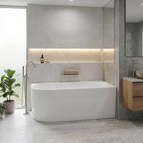 Fienza Isabella Acrylic Right Corner Bathtub NO Overflow 1500mm - Gloss White/ Matt White