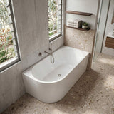 Fienza Isabella Acrylic Right Corner Bathtub NO Overflow 1500mm - Gloss White/ Matt White