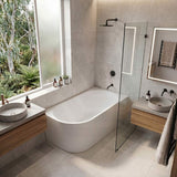 Fienza Isabella Acrylic Right Corner Bathtub NO Overflow 1500mm - Gloss White/ Matt White