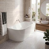 Fienza Isabella Acrylic Right Corner Bathtub NO Overflow 1500mm - Gloss White/ Matt White