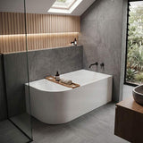 Fienza Isabella Acrylic Right Corner Bathtub NO Overflow 1500mm - Gloss White/ Matt White