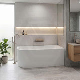Fienza Isabella Acrylic Right Corner Bathtub NO Overflow 1500mm - Gloss White/ Matt White